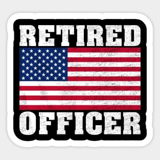 Retired Police Officer Proud Patriotic Officer American Flag Sticker